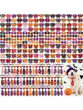 240 Pcs Halloween Dog Bows & Ties - Cute Collars for Pets, Bulk Set